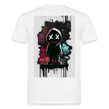 Robot Graffiti Design by ART8NS Art ON Streetwear - Männer T-Shirt - Weiß - Hinten - AI Model Male 178 dark (178cm)