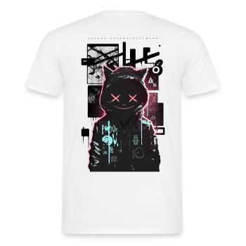 Cool Cat by ART8NS Art ON Streetwear - Männer T-Shirt - Weiß - Hinten - AI Model Male 178 dark (178cm)