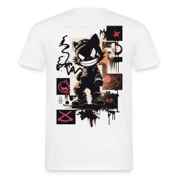 Cat Graffiti Design par ART8NS Art ON Streetwear - T-shirt homme - blanc - Dos - AI Model Male 178 dark (178cm)