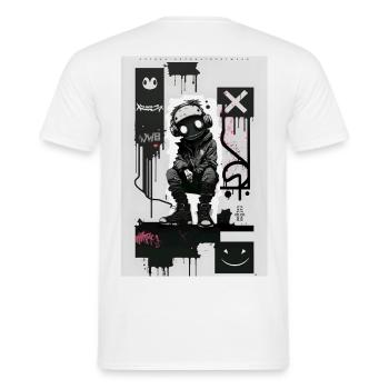 Robot Graffiti Design par ART8NS Art ON Streetwear - T-shirt homme - blanc - Dos - AI Model Male 178 dark (178cm)