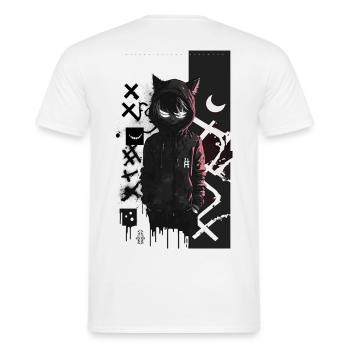 Cat Graffiti Design by ART8NS Art ON Streetwear - Männer T-Shirt - Weiß - Hinten - AI Model Male 178 dark (178cm)