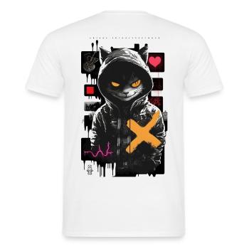 Cat by ART8NS - Art ON Streetwear - Männer T-Shirt - Weiß - Hinten - AI Model Male 178 dark (178cm)
