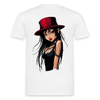 Beauté aux cheveux noirs - fille de bande dessinée - T-shirt homme - blanc - Dos - AI Model Male 178 dark (178cm)