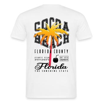 Floride plage de cacao palme comté vacances états-unis - T-shirt homme - blanc - Dos - AI Model Male 178 dark (178cm)