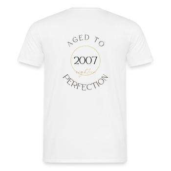 18th Birthday, aged to perfection 2007, gift - Men's T-Shirt - white - Back - AI Model Male 178 dark (178cm)
