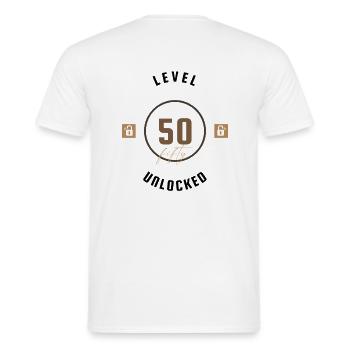 50. Geburtstag Level fifty unlocked, Geschenk - Männer T-Shirt - Weiß - Hinten - AI Model Male 178 dark (178cm)