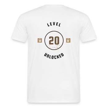 20. Geburtstag Level twenty unlocked, Geschenk - Männer T-Shirt - Weiß - Hinten - AI Model Male 178 dark (178cm)