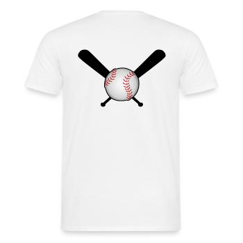 Baseball avec batte de baseball sur croix - T-shirt homme - blanc - Dos - AI Model Male 178 dark (178cm)