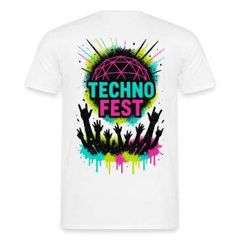 Soirée du festival de foule Music Techno Rave - T-shirt homme - blanc - Dos - AI Model Male 178 dark (178cm)