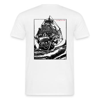Ship on rough seas - Men's T-Shirt - white - Back - AI Model Male 178 dark (178cm)