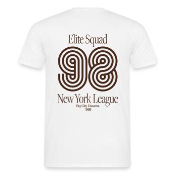 Elite Squad 98 – New York League Retro Streetwear - Männer T-Shirt - Weiß - Hinten - AI Model Male 178 dark (178cm)