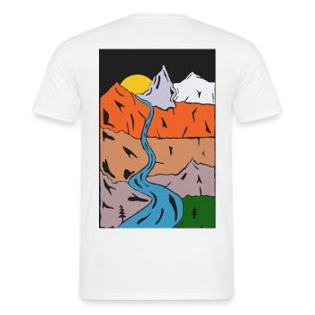 Panorama du coucher de soleil de la Mountain River - T-shirt homme - blanc - Dos - AI Model Male 178 dark (178cm)