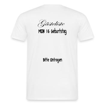 Gaesteliste 16 Geburtstag - Männer T-Shirt - Weiß - Hinten - AI Model Male 178 dark (178cm)