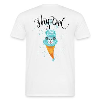 Stay Cool Eis Alpaka - Männer T-Shirt - Weiß - Hinten - AI Model Male 178 dark (178cm)