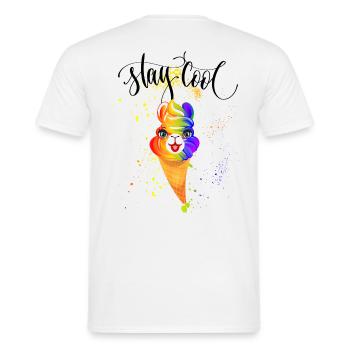 Alpaca LGBT Stay Cool Ice Cream Rainbow - Men's T-Shirt - white - Back - AI Model Male 178 dark (178cm)