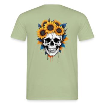 Blooming Skull - Men's T-Shirt - sage - Back - AI Model Male 178 light (178cm)