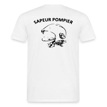 sapeur pompier casque F1 - T-shirt homme - blanc - Dos - AI Model Male 178 dark (178cm)