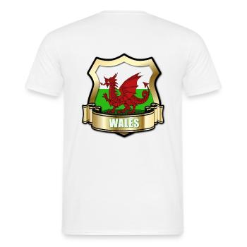 Drapeau gallois du Pays de Galles Gold Shield & Red Dragon - T-shirt homme - blanc - Dos - AI Model Male 178 dark (178cm)