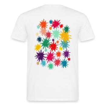 Fleurs colorées (d’occasion) 01 - T-shirt homme - blanc - Dos - AI Model Male 178 dark (178cm)