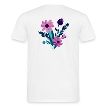 Flowers Bouquet Purple Plant Plants - Men's T-Shirt - white - Back - AI Model Male 178 dark (178cm)