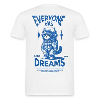 Everyone Has Dreams - Cat in Astronaut Costume - Men's T-Shirt - white - Back - AI Model Male 178 dark (178cm)