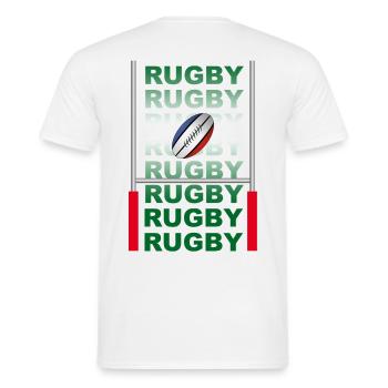 rugby - T-shirt homme - blanc - Dos - AI Model Male 178 dark (178cm)