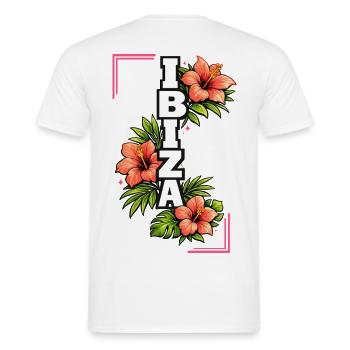 Ibiza Hibiscus Summer Vibes Tropical Floral - Men's T-Shirt - white - Back - AI Model Male 178 dark (178cm)