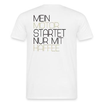 Mein Motor startet nur mit Kaffee - schwarz - Männer T-Shirt - Weiß - Hinten - AI Model Male 178 dark (178cm)