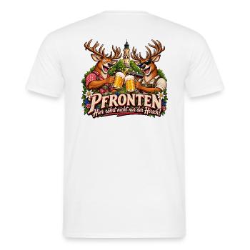 Pfronten - Hirsch-Bierfreude - Männer T-Shirt - Weiß - Hinten - AI Model Male 178 dark (178cm)