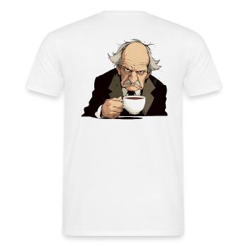 Vieil homme avec une tasse de café - T-shirt homme - blanc - Dos - AI Model Male 178 dark (178cm)