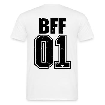 BFF 01 Friends Friends Best No.1 King Grunge Queen - Men's T-Shirt - white - Back - AI Model Male 178 dark (178cm)