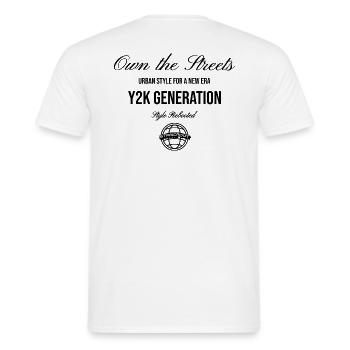 GeeZee Apparel Y2K Streetwear Mode urbaine - T-shirt homme - blanc - Dos - AI Model Male 178 dark (178cm)