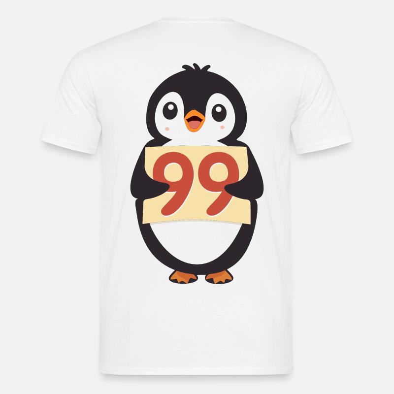 Süßer Pinguin hält ein Zahlenzeichen - Männer T-Shirt - Weiß