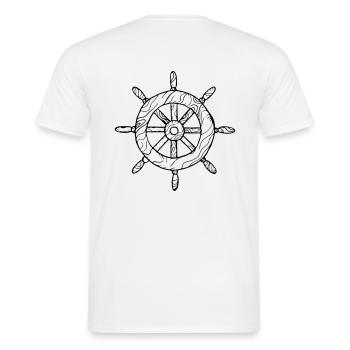 Steuerrad - Männer T-Shirt - Weiß - Hinten - AI Model Male 178 dark (178cm)