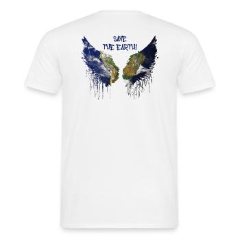 earth,wings,angelwings,save the earth,wings,planet - Men's T-Shirt - white - Back - AI Model Male 178 dark (178cm)
