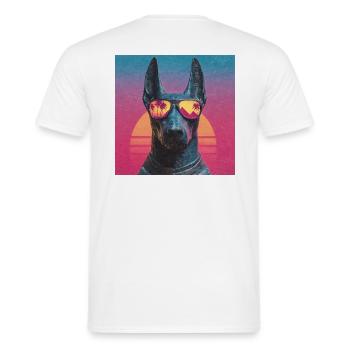 Anubis Synthwave - God on Vacation - Men's T-Shirt - white - Back - AI Model Male 178 dark (178cm)