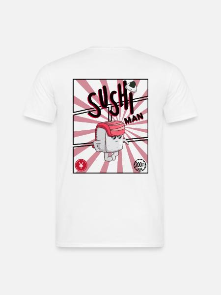 Sushiheld Retro Pop SushiMan - Männer T-Shirt - Weiß