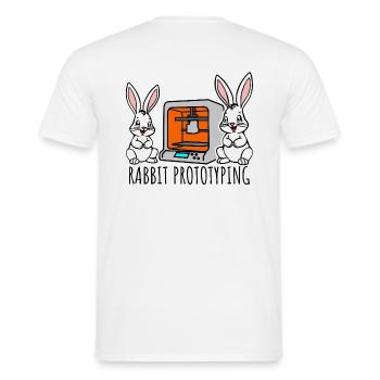 Rabbit Prototyping - Printing rabbits with 3D printer - Men's T-Shirt - white - Back - AI Model Male 178 dark (178cm)
