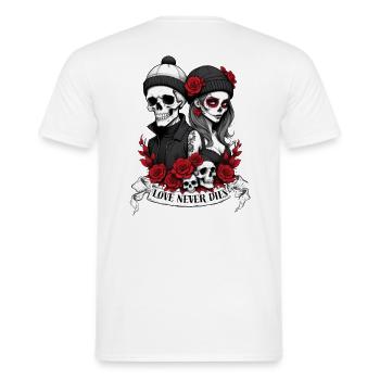 Love Never Dies - Men's T-Shirt - white - Back - AI Model Male 178 dark (178cm)