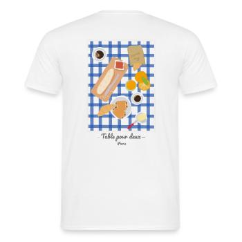 Table pour deux - France - T-shirt homme - blanc - Dos - AI Model Male 178 dark (178cm)