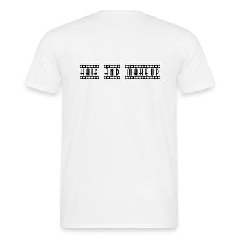 Hair_and_Makeup - Men's T-Shirt - white - Back - AI Model Male 178 dark (178cm)