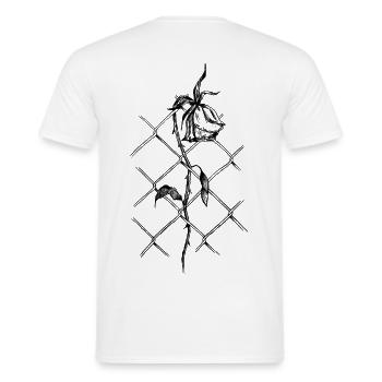 Fleur de dépassement : Rose en treillis métallique - T-shirt homme - blanc - Dos - AI Model Male 178 dark (178cm)
