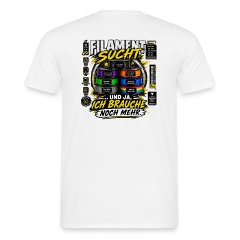 Filament-Sucht – Lustiges 3D Druck Design - Männer T-Shirt - Weiß - Hinten - AI Model Male 178 dark (178cm)