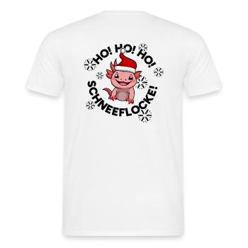 Ho Ho Ho Schneeflocke! Süßes Weihnachts Axolotl - Männer T-Shirt - Weiß - Hinten - AI Model Male 178 dark (178cm)
