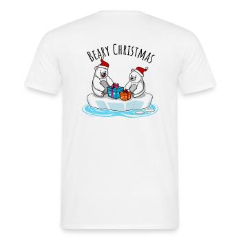 Eisbär Merry Christmas beim Geschenke auspacken - Männer T-Shirt - Weiß - Hinten - AI Model Male 178 dark (178cm)