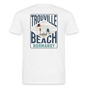 Trouville beach Normandy blc - T-shirt homme - blanc - Dos - AI Model Male 178 dark (178cm)