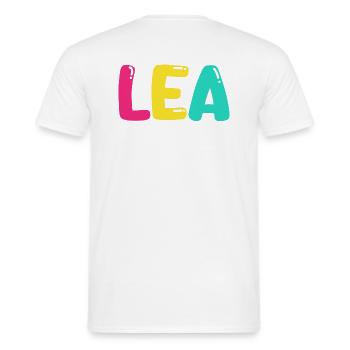 Name - Leah - Men's T-Shirt - white - Back - AI Model Male 178 dark (178cm)