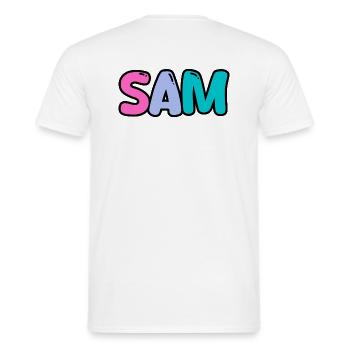 Name - S A M - Männer T-Shirt - Weiß - Hinten - AI Model Male 178 dark (178cm)