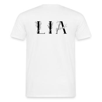 Name - Lia - Männer T-Shirt - Weiß - Hinten - AI Model Male 178 dark (178cm)
