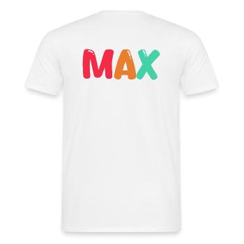 Name - Max - Männer T-Shirt - Weiß - Hinten - AI Model Male 178 dark (178cm)